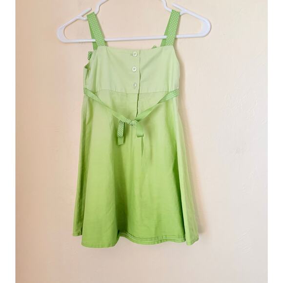 Blueberi Boulevard Girls Green Sundress Size 6 Cotton Blend Polka Dot Bows - Picture 2 of 5